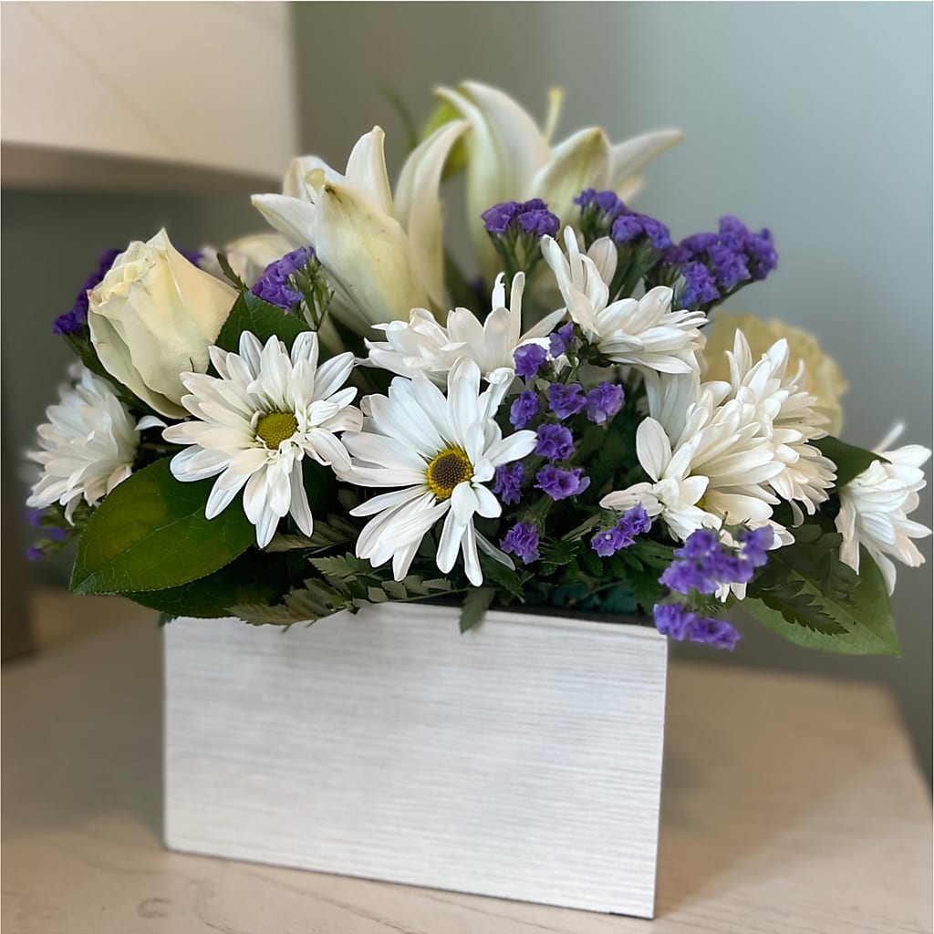 Beyond Blue Box Bouquet – POTTING BENCH FLORIST & GIFTS, Fairhaven MA