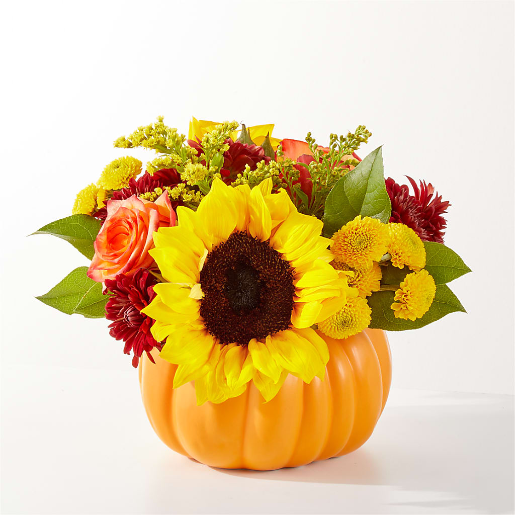 Golden Gourd Pumpkin Bouquet – POTTING BENCH FLORIST & GIFTS, Fairhaven MA