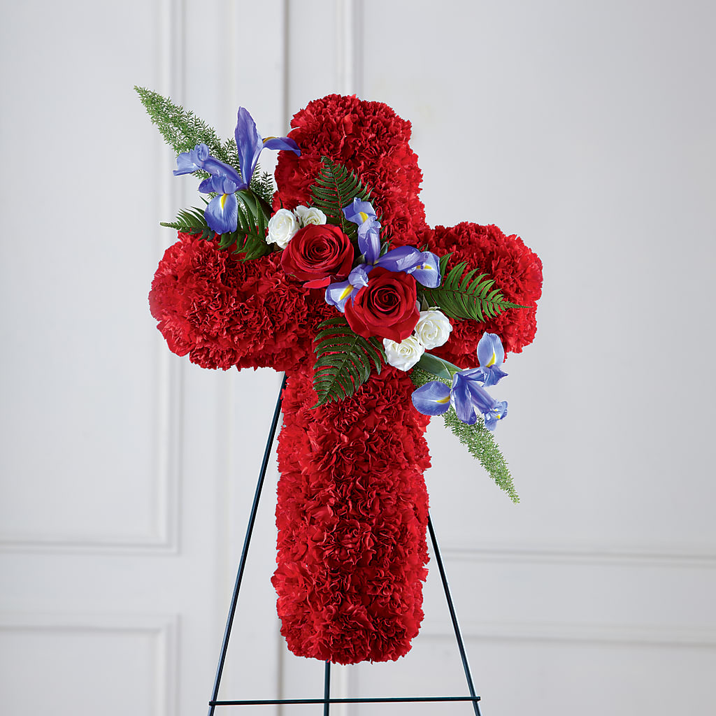 Faithful Hero Floral Cross – POTTING BENCH FLORIST & GIFTS, Fairhaven MA