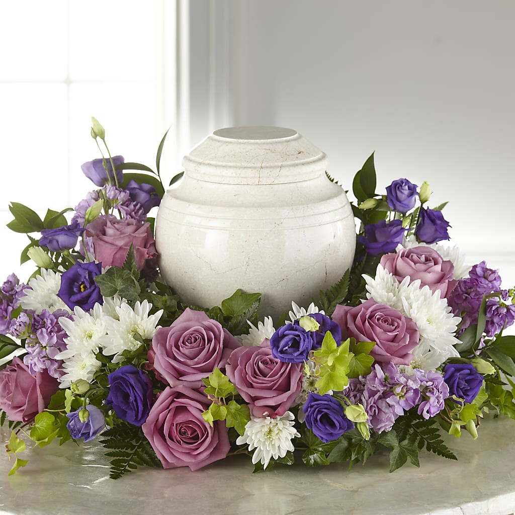 Blooming Sympathy Cremation Adornment – POTTING BENCH FLORIST & GIFTS, Fairhaven MA