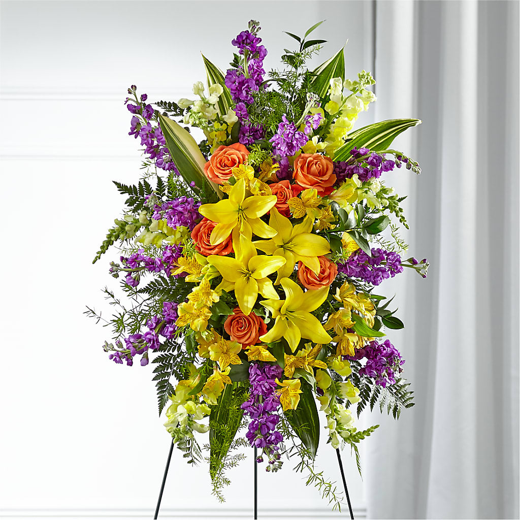 Thoughtful Prayers Standing Spray – POTTING BENCH FLORIST & GIFTS, Fairhaven MA