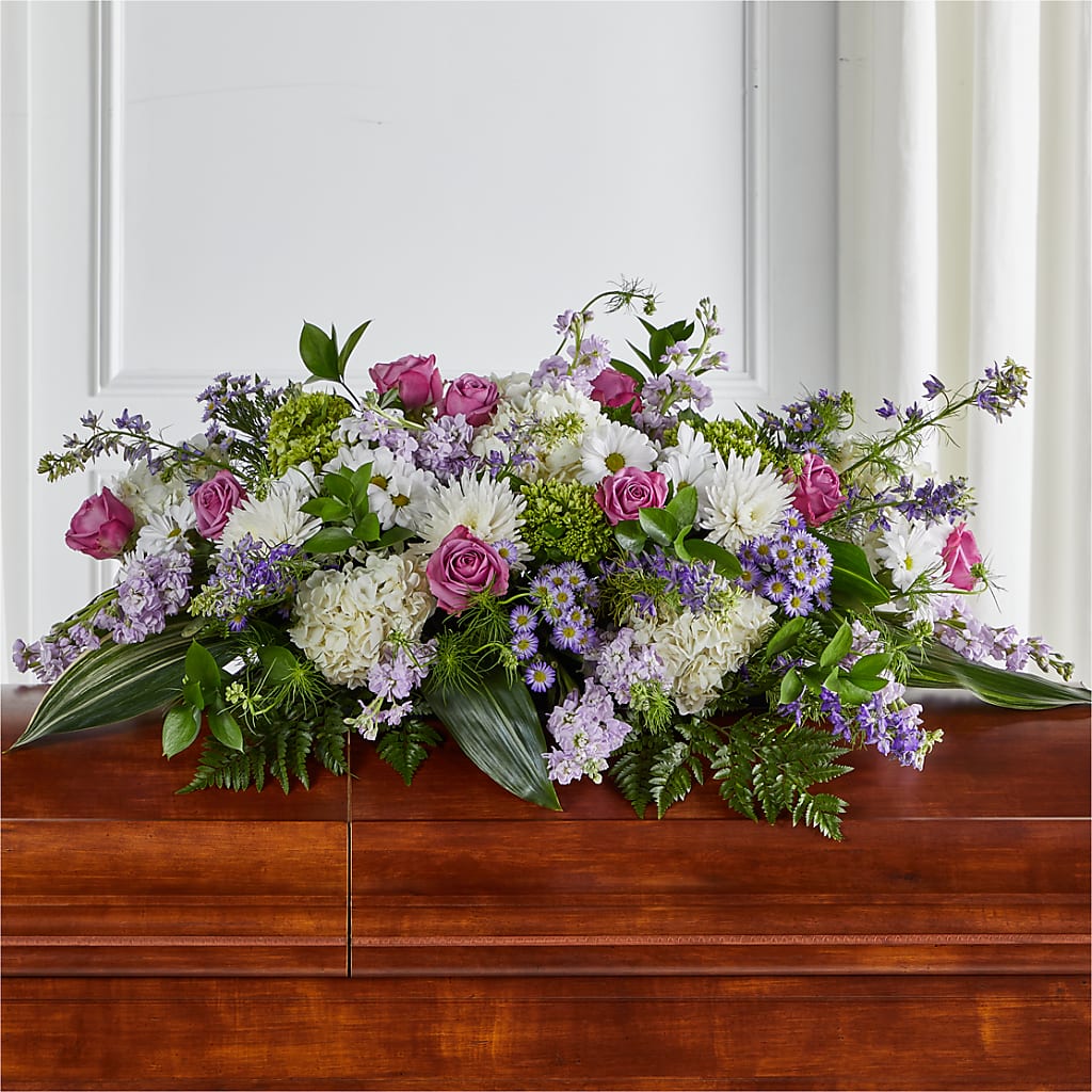 Meadows of Serenity Casket Spray – POTTING BENCH FLORIST & GIFTS, Fairhaven MA