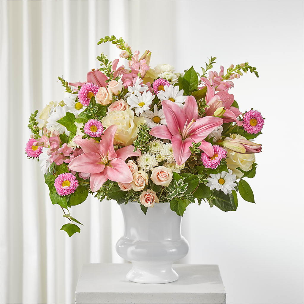 Empathetic Blooms Urn Arrangement – POTTING BENCH FLORIST & GIFTS, Fairhaven MA
