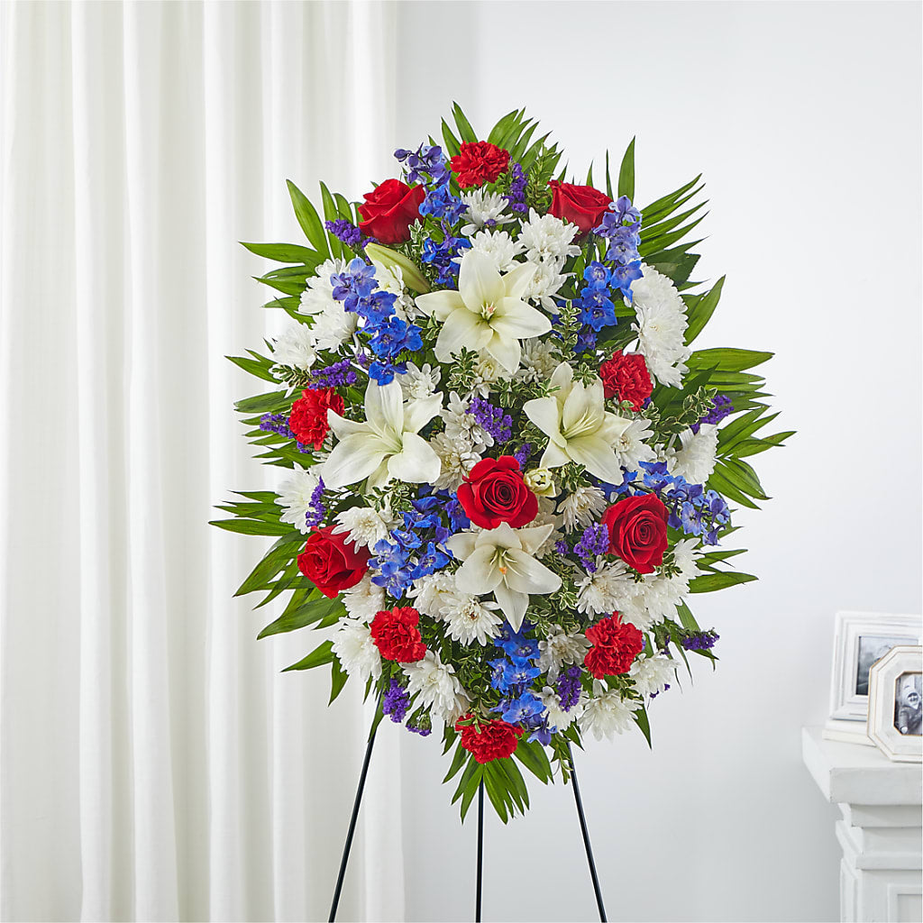 Cherished Service Standing Spray – POTTING BENCH FLORIST & GIFTS, Fairhaven MA