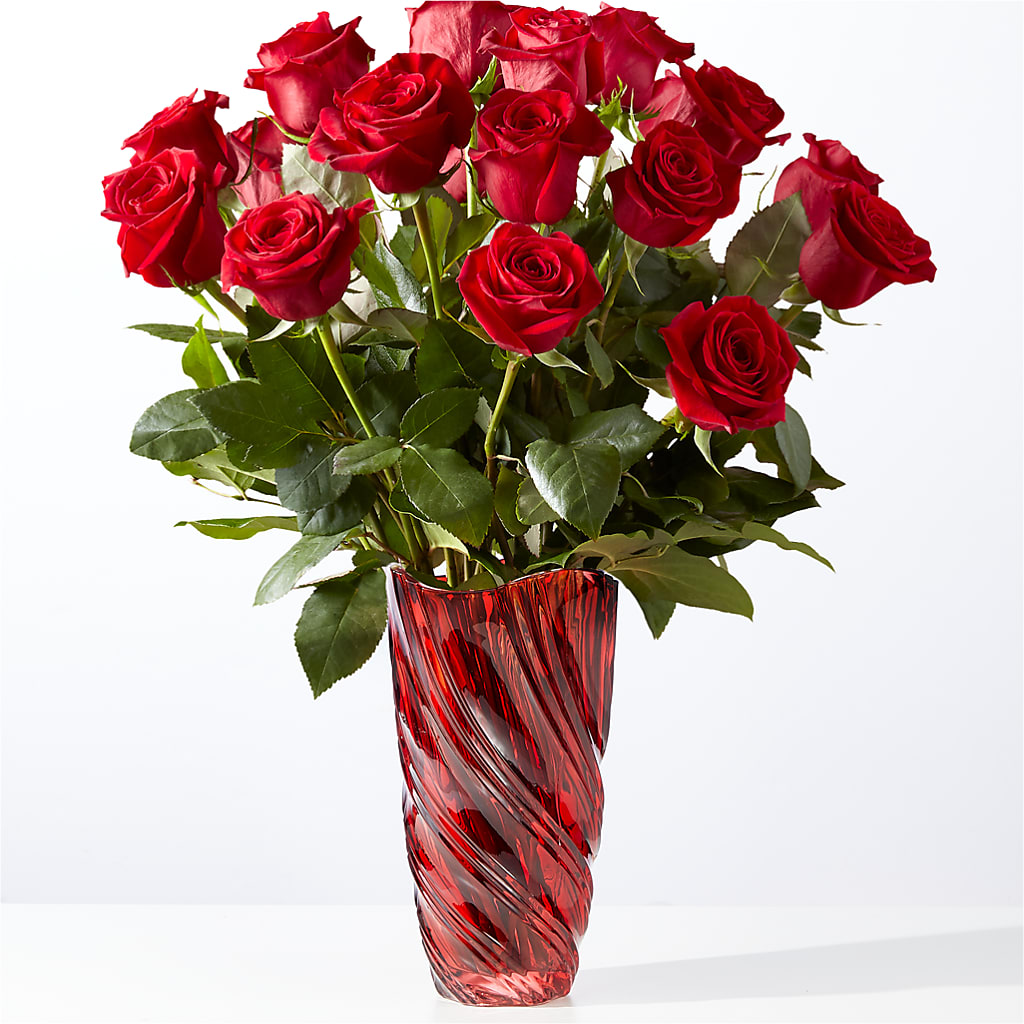 Classic Love Red Rose Bouquet with Luxe Swirl Vase – POTTING BENCH FLORIST & GIFTS, Fairhaven MA