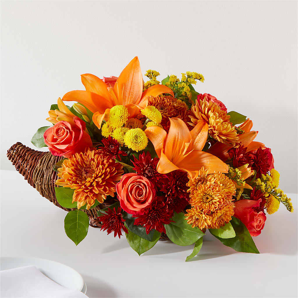 Bouquet of Blessings Cornucopia – POTTING BENCH FLORIST & GIFTS, Fairhaven MA