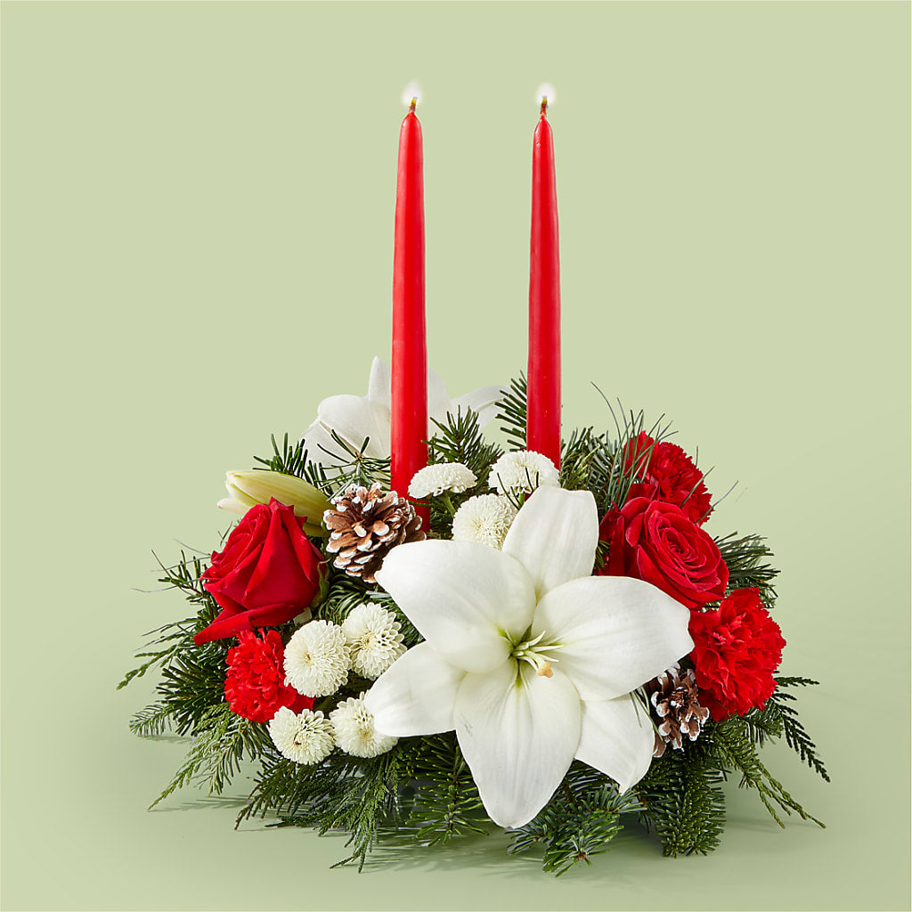 Seasonal Festivities Centerpiece – POTTING BENCH FLORIST & GIFTS, Fairhaven MA