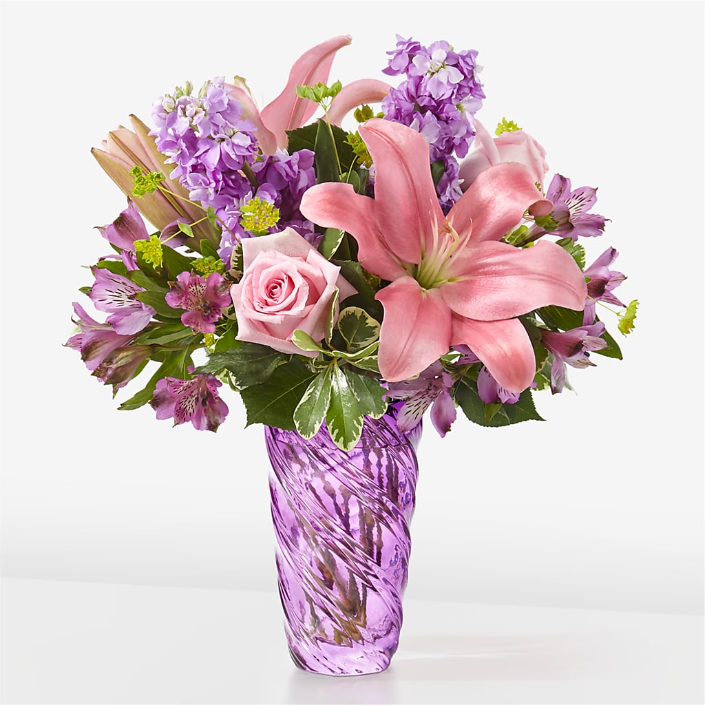 Precious Petals Bouquet with Luxe Swirl Vase – POTTING BENCH FLORIST & GIFTS, Fairhaven MA