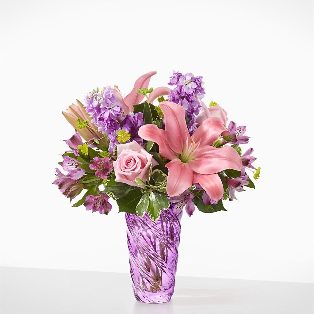 Precious Petals Bouquet with Luxe Swirl Vase – POTTING BENCH FLORIST & GIFTS, Fairhaven MA
