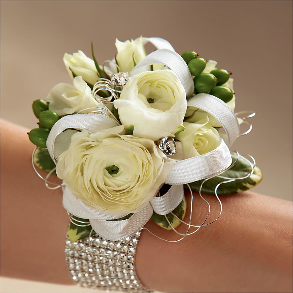 White Wedding Corsage – POTTING BENCH FLORIST & GIFTS, Fairhaven MA