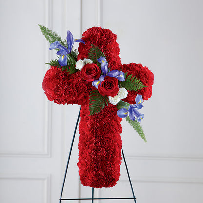 Faithful Hero Floral Cross – POTTING BENCH FLORIST & GIFTS, Fairhaven MA