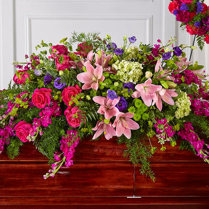 Radiant Tribute Casket Spray – POTTING BENCH FLORIST & GIFTS, Fairhaven MA