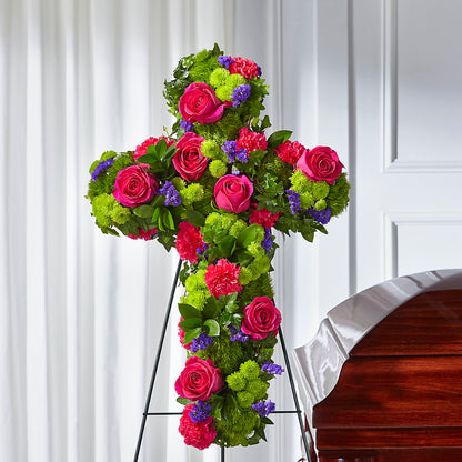 Tribute Rose Floral Cross – POTTING BENCH FLORIST & GIFTS, Fairhaven MA