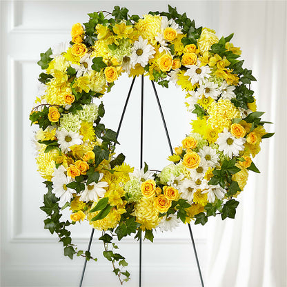 Golden Remembrance Wreath – POTTING BENCH FLORIST & GIFTS, Fairhaven MA
