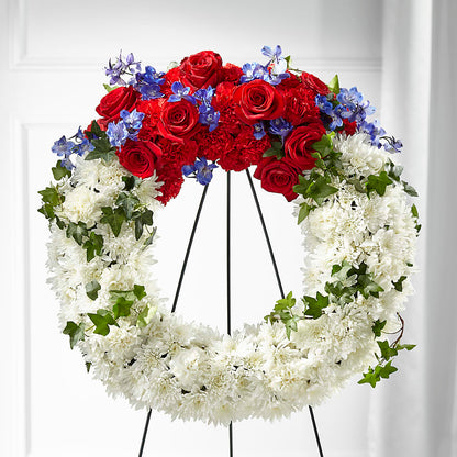 Patriotic Passion Wreath – POTTING BENCH FLORIST & GIFTS, Fairhaven MA