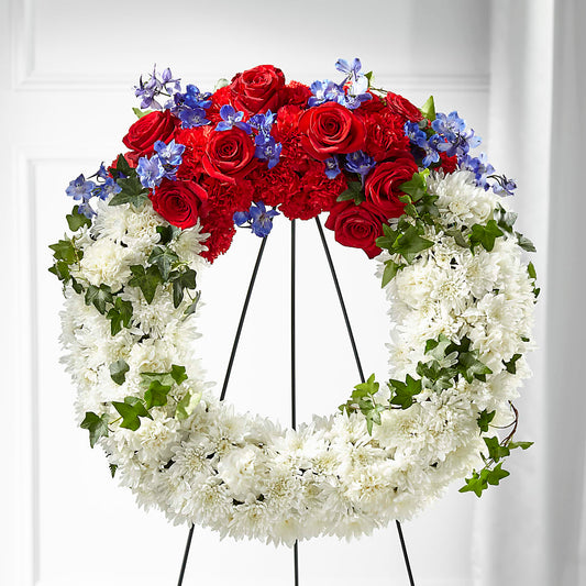 Patriotic Passion Wreath – POTTING BENCH FLORIST & GIFTS, Fairhaven MA