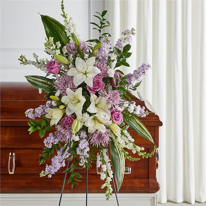 Grateful Hearts Standing Spray – POTTING BENCH FLORIST & GIFTS, Fairhaven MA