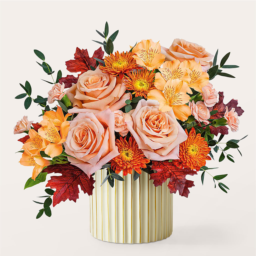 Spiced Latte Bouquet with Ivory Vase – POTTING BENCH FLORIST & GIFTS, Fairhaven MA