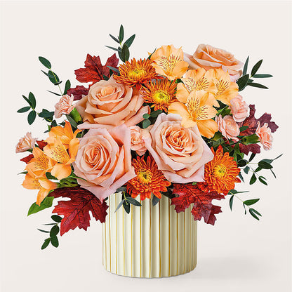 Spiced Latte Bouquet with Ivory Vase – POTTING BENCH FLORIST & GIFTS, Fairhaven MA