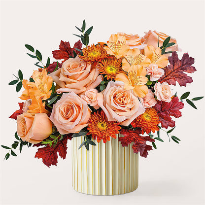 Spiced Latte Bouquet with Ivory Vase – POTTING BENCH FLORIST & GIFTS, Fairhaven MA