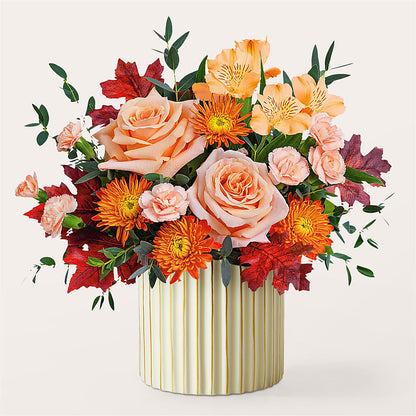 Spiced Latte Bouquet with Ivory Vase – POTTING BENCH FLORIST & GIFTS, Fairhaven MA