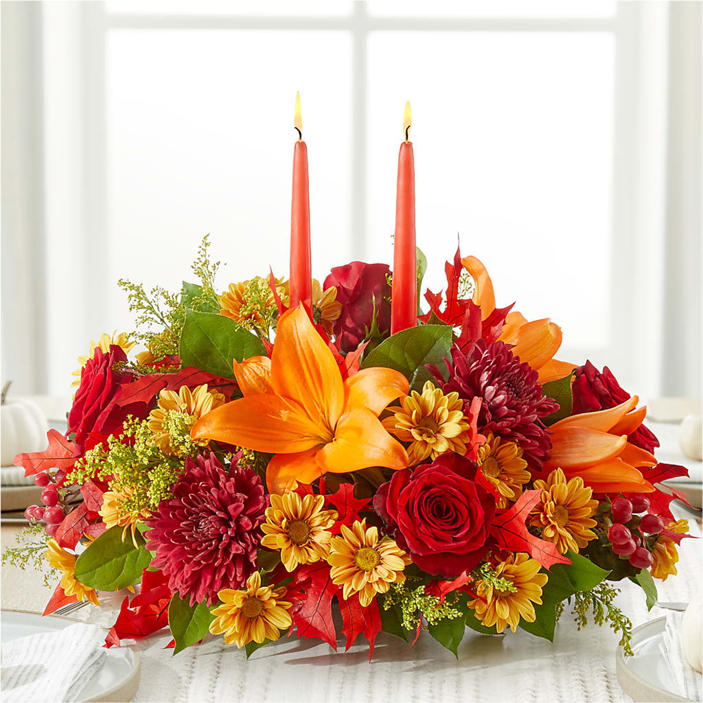 Autumn's Embrace Centerpiece – POTTING BENCH FLORIST & GIFTS, Fairhaven MA