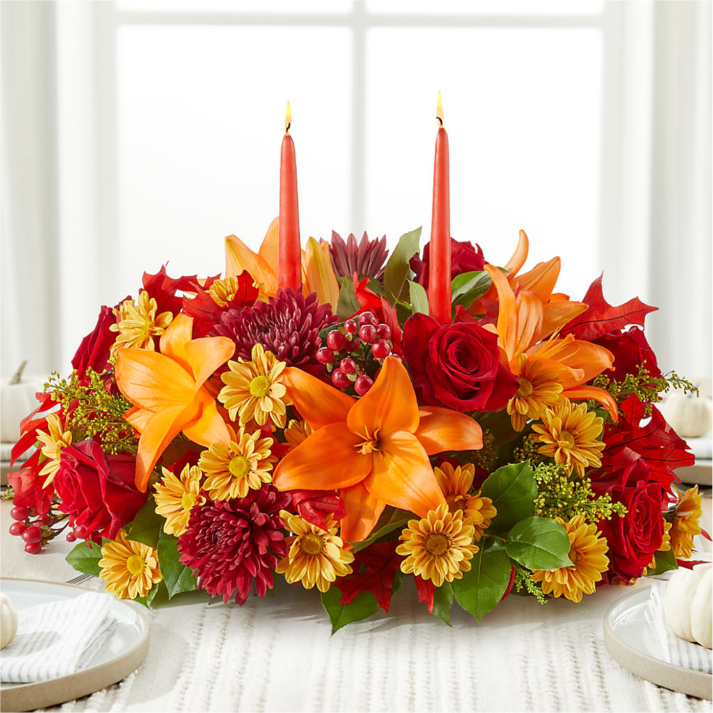 Autumn's Embrace Centerpiece – POTTING BENCH FLORIST & GIFTS, Fairhaven MA
